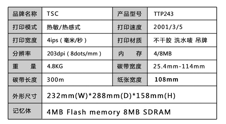 TSC TTP-244PRO打印机(图9)